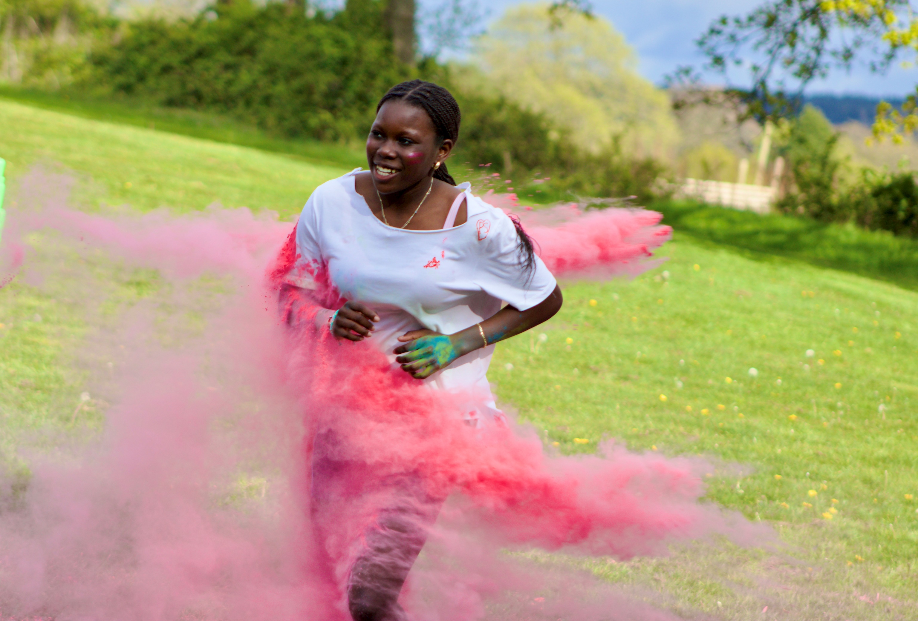 Student running in Colour Run 