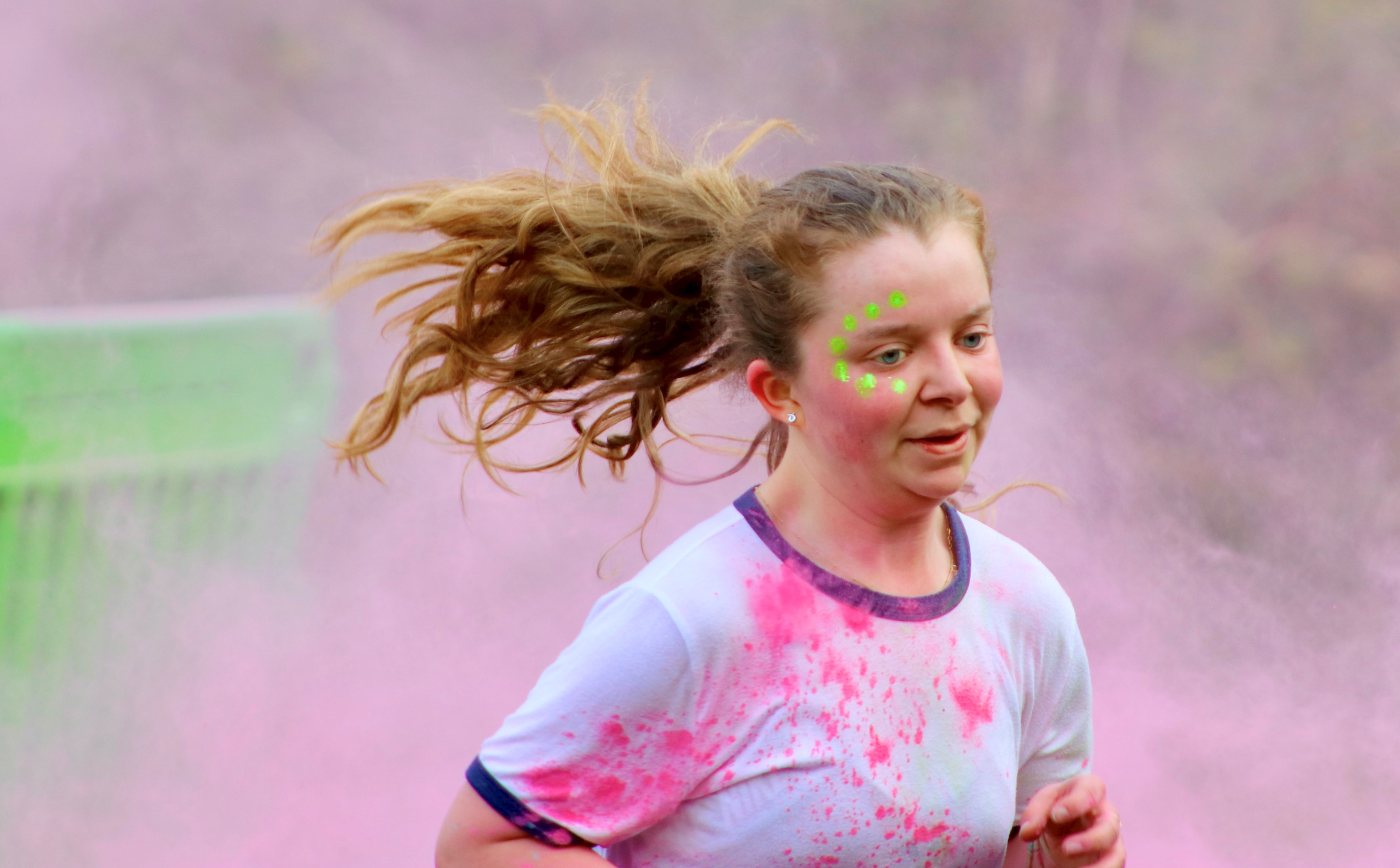 Student Running in Colour Run 